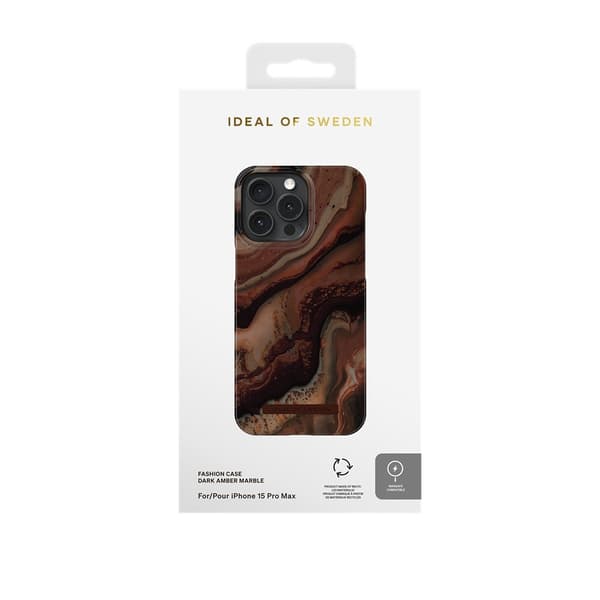 Ideal of Sweden iPhone 15 Pro Max Cover Fashion Case MagSafe Dark Amber Marble