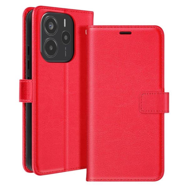 Étui för Xiaomi Redmi Note 14 4G Plånbok med Rem Mayaxess Röd