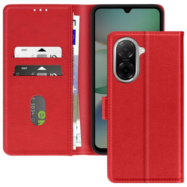 Fodral för Xiaomi Redmi A5 Klädd Plånbok och Videostativ Röd