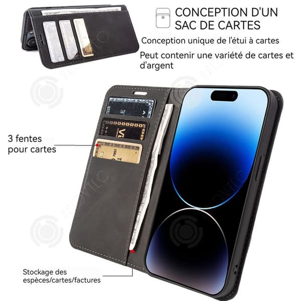 INN Telefonfodral Justerbart Stativ Läder Skyddsfodral Plånbok och kortplatser Pebble Flip Telefonfodral