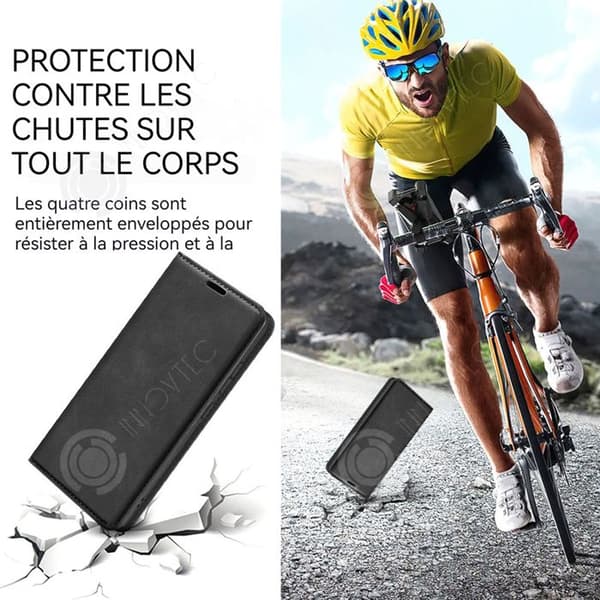 INN Telefonfodral Justerbart Stativ Läder Skyddsfodral Plånbok och kortplatser Pebble Flip Telefonfodral