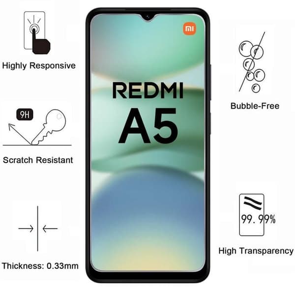 Skydd och skärmskydd - Phonillico - Xiaomi Redmi A5 4G - Mjuk - Transparent - 2 Härdat Glas