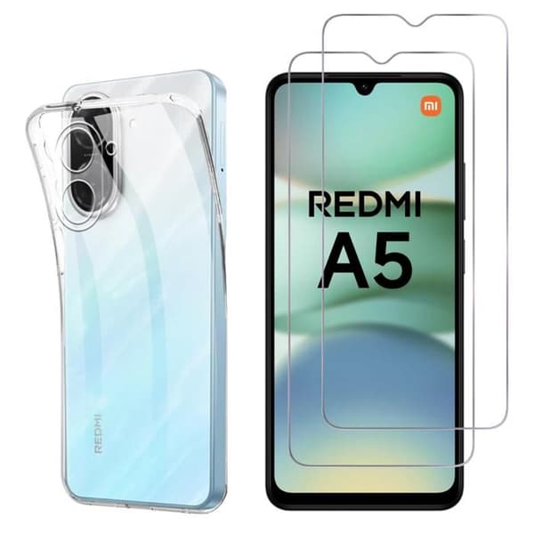 Skydd och skärmskydd - Phonillico - Xiaomi Redmi A5 4G - Mjuk - Transparent - 2 Härdat Glas