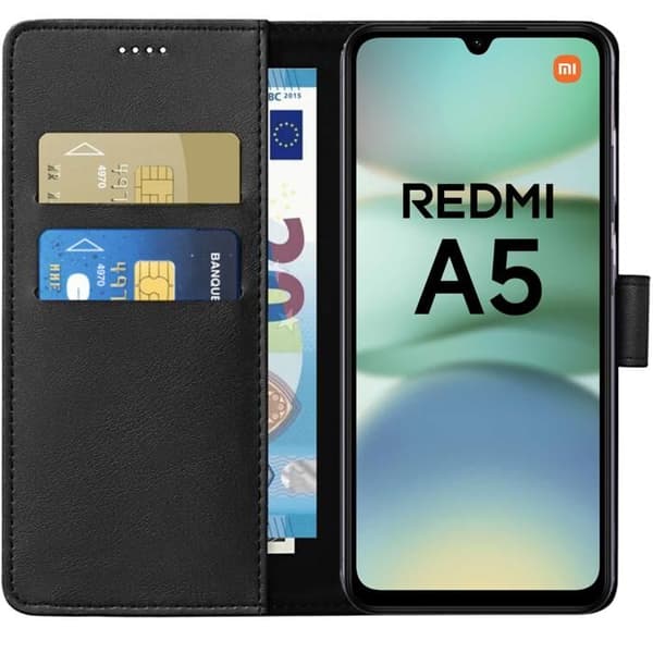 Coque - Phonillico® - Xiaomi Redmi A5 4G - Plånbok Svart - Magnetisk Stängning - Kortfack