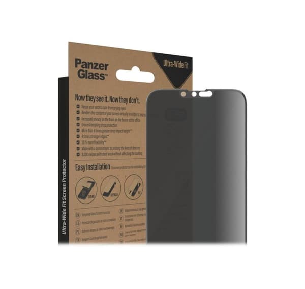 PanzerGlass, Skærmbeskytter, Apple, iPhone 14 Plus/13 Pro Max, Glas, Sort, Ultra-Wide Fit, Privatliv
