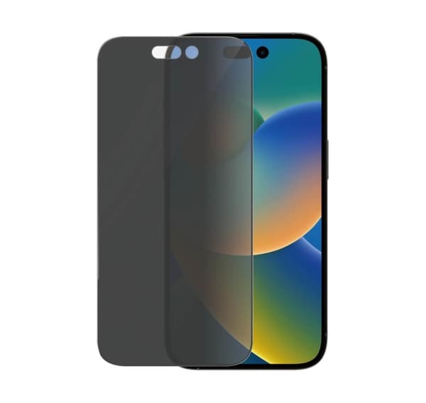 PanzerGlass, Skærmbeskytter, Apple, iPhone 14 Pro, Glas, Sort, Ultra-Wide Fit, Privatliv