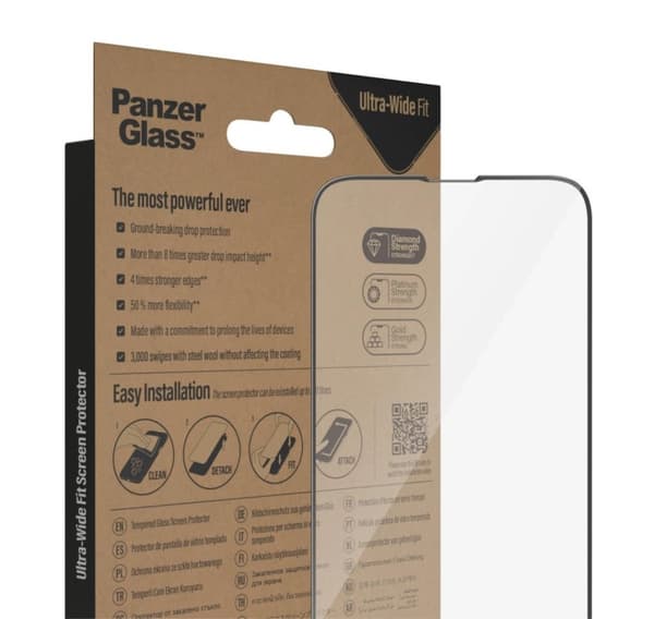 PanzerGlass, Näytönsuoja, Apple, iPhone 14/13/13 Pro, Lasi, Läpinäkyvä, Ultra-Wide Fit