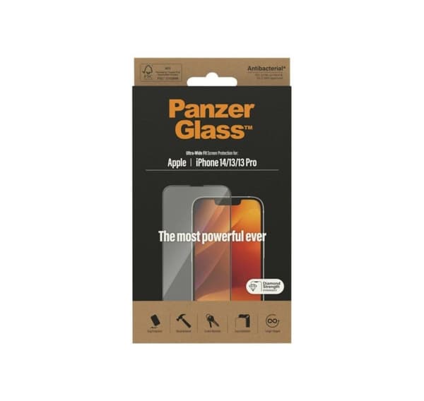 PanzerGlass, Näytönsuoja, Apple, iPhone 14/13/13 Pro, Lasi, Läpinäkyvä, Ultra-Wide Fit