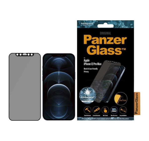 PanzerGlass, Apple, iPhone 12 Pro Max, Glass, Black, Privacy glass