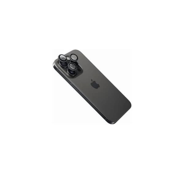 Fast kameraglas, Apple, iPhone 16 Pro/16 Pro Max, Hærdet glas, Sort