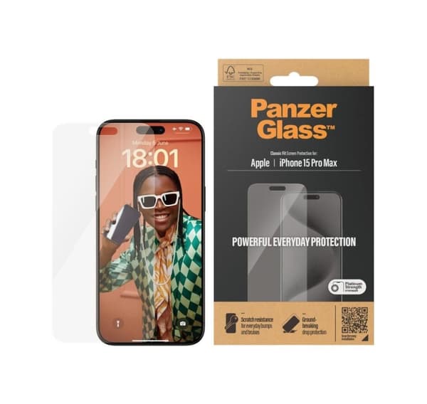 PanzerGlass, Skærmbeskytter, Apple, Phone 15 Pro Max, Glas, Transparent