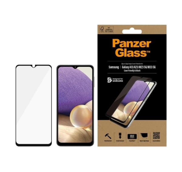 PanzerGlass, Näytönsuoja, Samsung, Galaxy A13/M23 5G/M33 5G, lasi, musta, koteloystävällinen