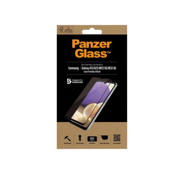 PanzerGlass, Näytönsuoja, Samsung, Galaxy A13/M23 5G/M33 5G, lasi, musta, koteloystävällinen