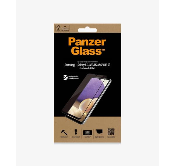 PanzerGlass, Näytönsuoja, Samsung, Galaxy A13/M23 5G/M33 5G, lasi, musta, koteloystävällinen