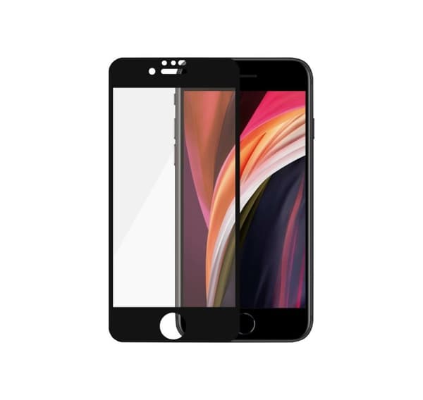 PanzerGlass, Apple, iPhone 6/6s/7/8/SE 2020, Hybridglass, Svart, Avrundede kanter, 100 % berøringsbeskyttelse, Krystallklar, Skjermbeskytter