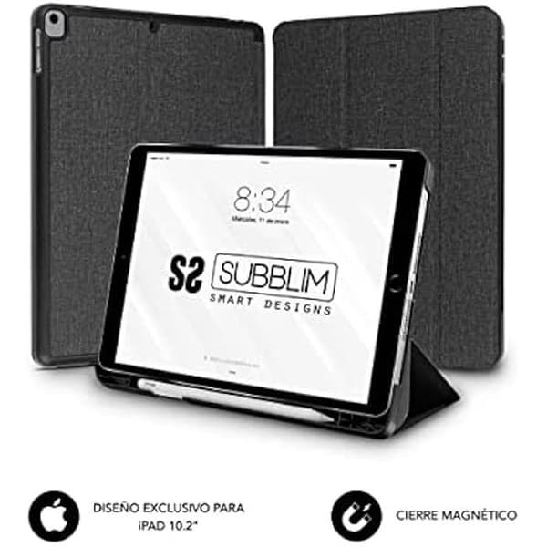 Shock Case iPad 10,2" 9/8/7 Gen Tablet Case - SUBBLIM - Svart - Två betraktningsvinklar - Apple Pencil-fack