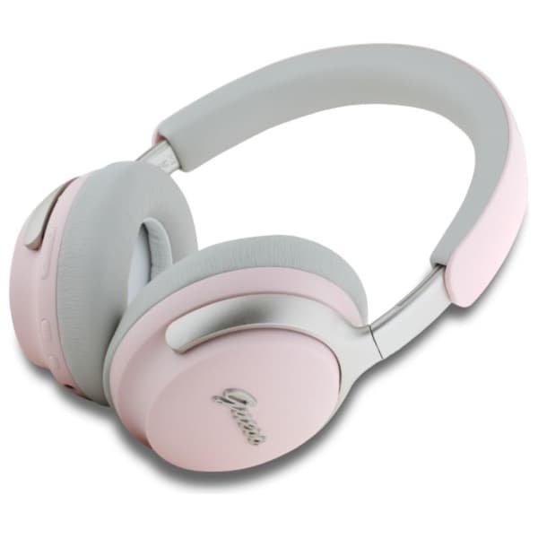 GuessMetalScriptLogo-WirelessBluetoothOver-EarHeadphoneswithANC+ENC(Pink)