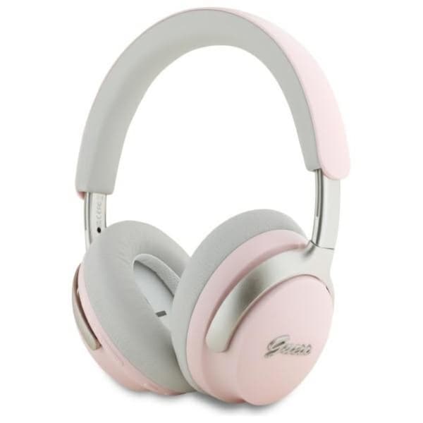 GuessMetalScriptLogo-WirelessBluetoothOver-EarHeadphoneswithANC+ENC(Pink)