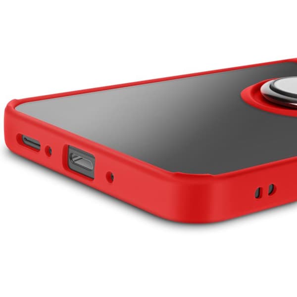 Coque för Samsung Galaxy A56 med magnetisk ring, genomskinlig röd.