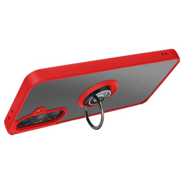 Coque för Samsung Galaxy A56 med magnetisk ring, genomskinlig röd.