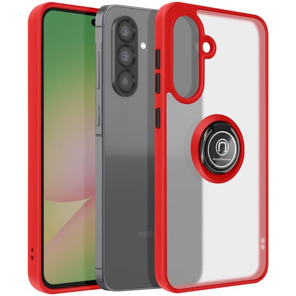 Coque för Samsung Galaxy A56 med magnetisk ring, genomskinlig röd.