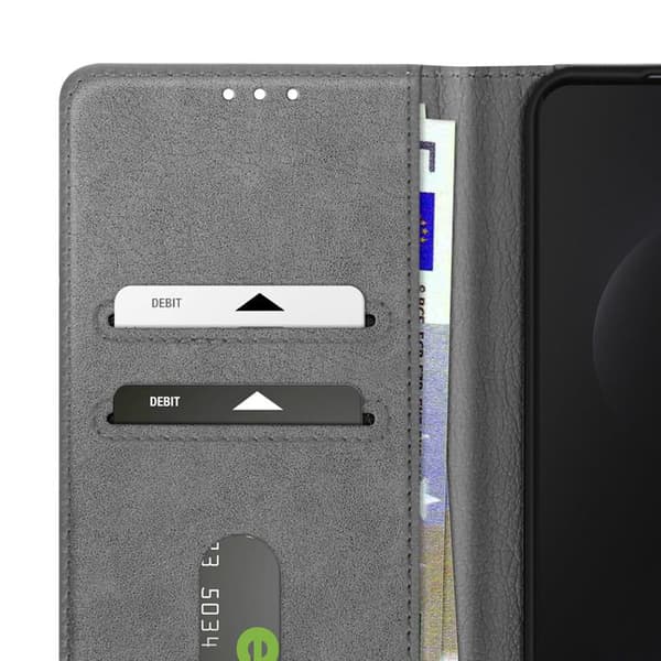 Fodral för Samsung Galaxy S25 Edge Klipp Plånbok och Videostativ Grå