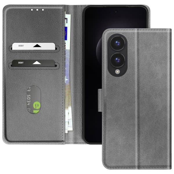 Fodral för Samsung Galaxy S25 Edge Klipp Plånbok och Videostativ Grå