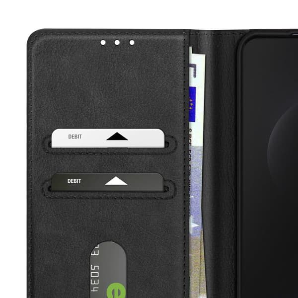 Etui för Samsung Galaxy S25 Edge Fodral Plånbok och Videostöd Svart
