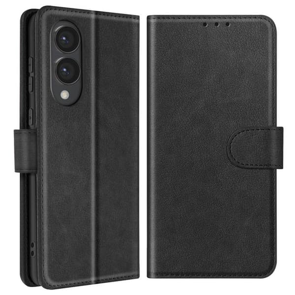 Etui för Samsung Galaxy S25 Edge Fodral Plånbok och Videostöd Svart