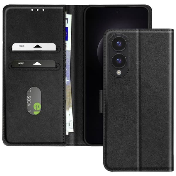 Etui för Samsung Galaxy S25 Edge Fodral Plånbok och Videostöd Svart