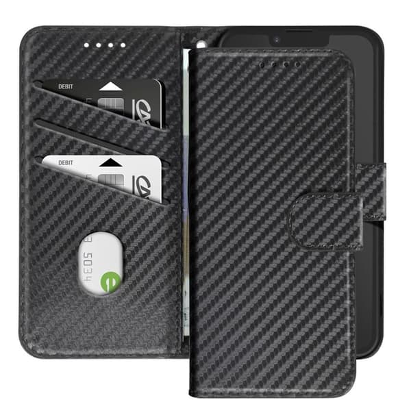 Kolfodral för iPhone 16 Plånbok Stöd Handrem Svart