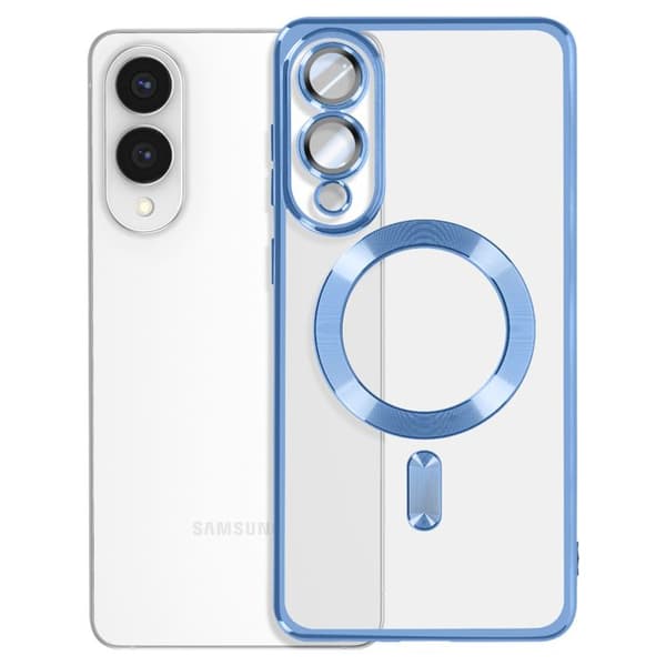 Coque MagSafe för Samsung Galaxy S25 Edge Silikon Kontur Kromat Blå
