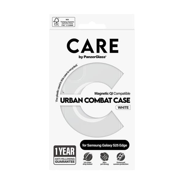 CARE by PanzerGlass Samsung Galaxy S25 Edge Skal Urban Combat MagSafe Vit