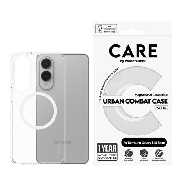 CARE by PanzerGlass Samsung Galaxy S25 Edge Skal Urban Combat MagSafe Vit