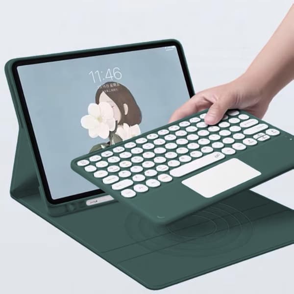 iPad Air 13 Gen6 Bluetooth-tangentbordsfodral med pekplatta (grönt)