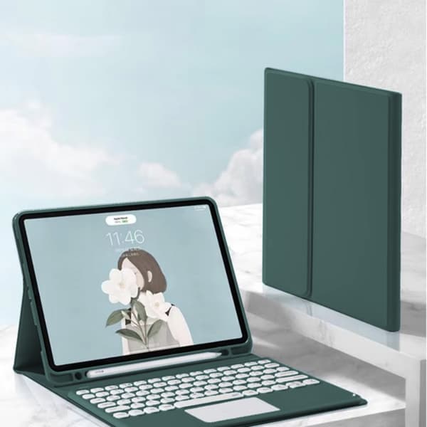 iPad Air 13 Gen6 Bluetooth-tangentbordsfodral med pekplatta (grönt)