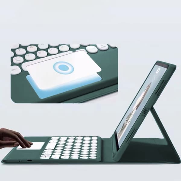 iPad Air 13 Gen6 Bluetooth-tangentbordsfodral med pekplatta (grönt)