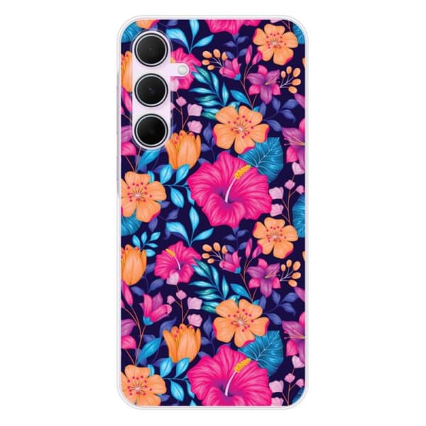 Siliconfodral med tryck kompatibel med Samsung Galaxy A55 5G Exotiska Blommor