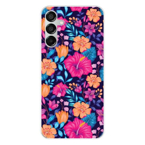 Siliconehölster med tryck kompatibel med Samsung Galaxy M15 5G Exotiska blommor
