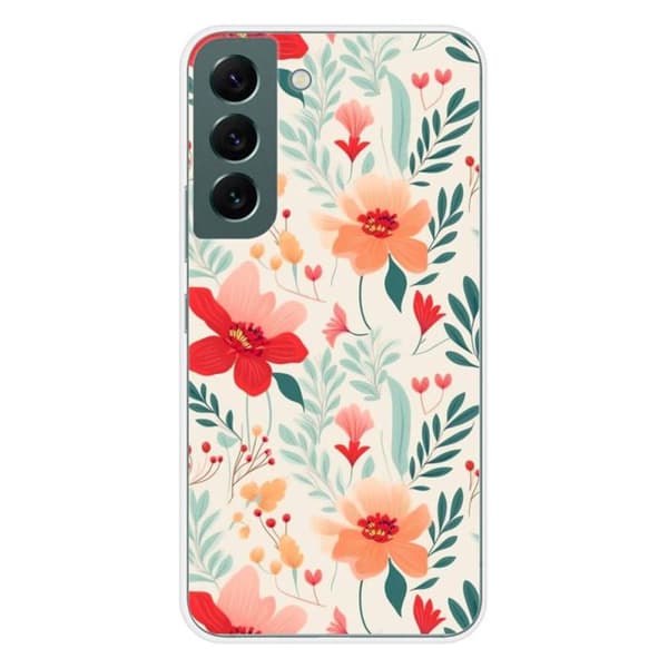Silicone-skal med tryck kompatibel med Samsung Galaxy S22 Flower wall