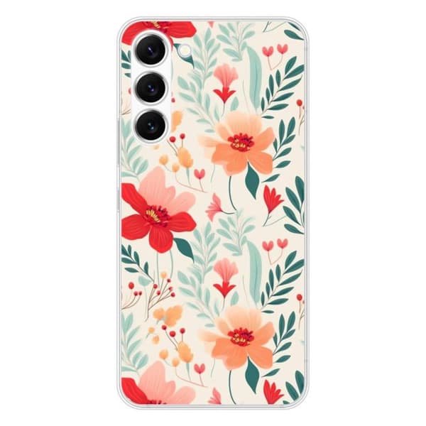 Silicone-tryckt skydd som är kompatibelt med Samsung Galaxy S23 Blomvägg