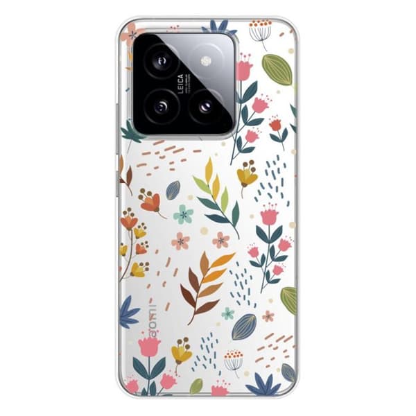 Silikonskal med tryck kompatibel med Xiaomi 14 Färgglada blommor