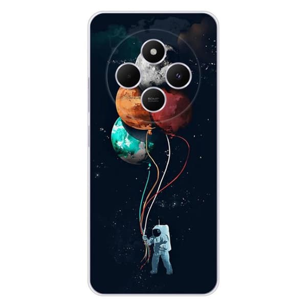 Siliconfodral med tryck kompatibel med Xiaomi Redmi 14C 4G Kosmonaut med ballonger