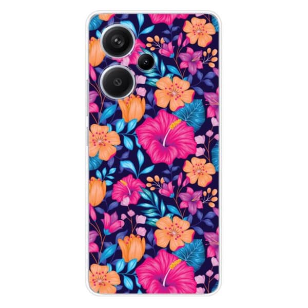Silicone case med tryck kompatibel med Xiaomi Redmi Note 13 Pro Plus 5G Exotiska blommor