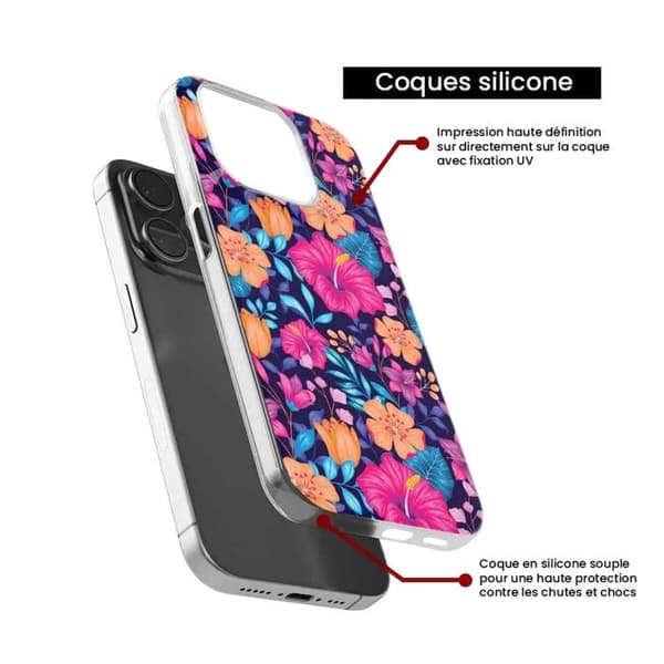 Siliconfodral med tryck kompatibel med Xiaomi 14 Exotiska Blommor