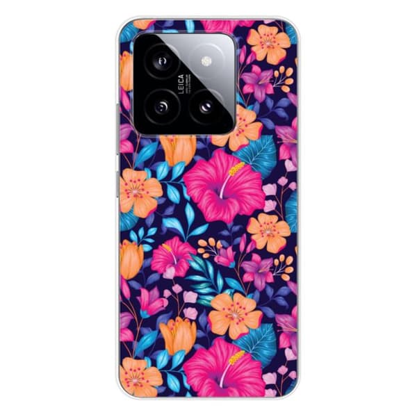 Siliconfodral med tryck kompatibel med Xiaomi 14 Exotiska Blommor