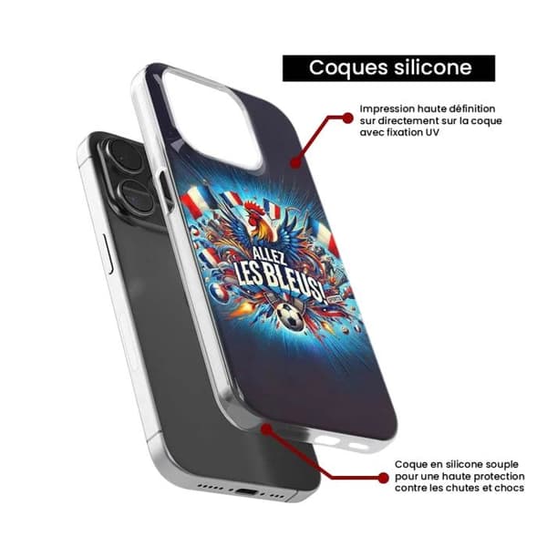 Silicone-skal täckt med tryck kompatibel med Samsung Galaxy M15 5G Allez les bleus