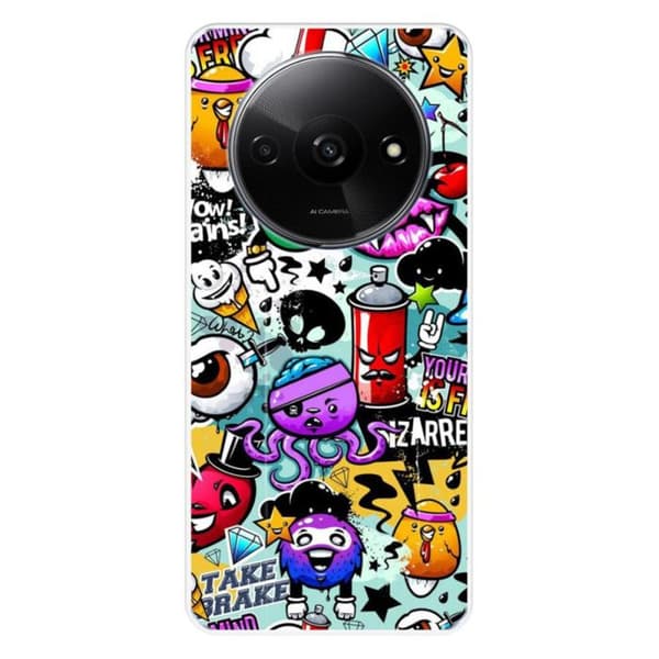 Siliconfodral med tryck kompatibelt med Xiaomi Redmi A3 4G Graffiti 2