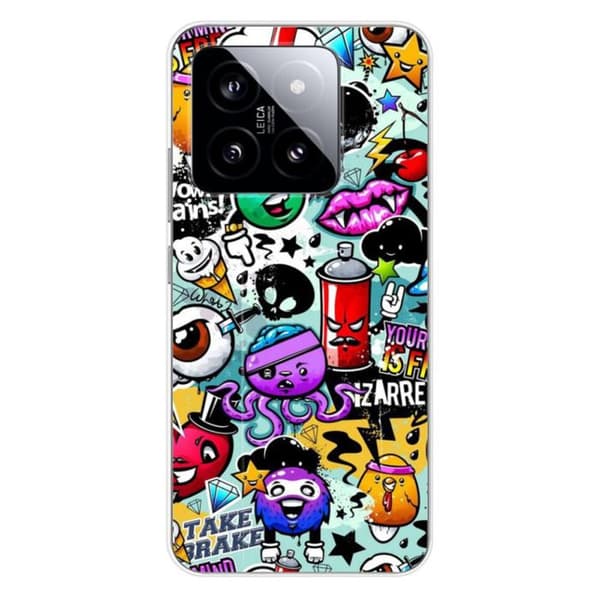 Siliconfodral med tryck kompatibelt med Xiaomi 14 Pro Graffiti 2