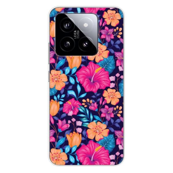 Siliconfodral med tryck kompatibel med Xiaomi 14 Pro Exotiska Blommor